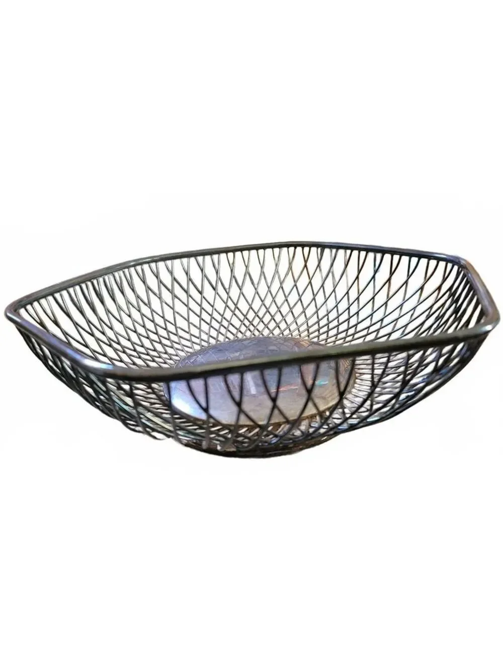 Vintage Gorham Silver Plate Wire Basket with Hexagonal Shape